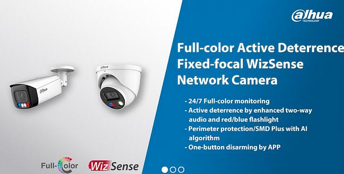 Dahua full-color active deterrence fixed-focal wizesense network camera